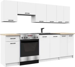 Ensemble De Cuisine AKORD OLIWIA Blanc 240 cm 11 portes 1 tiroir façade Blanche 240x46x203 cm