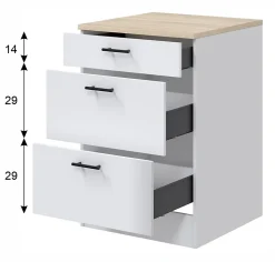 Ensemble de cuisine avec 7 éléments coloris blanc brillant/chêne canadien