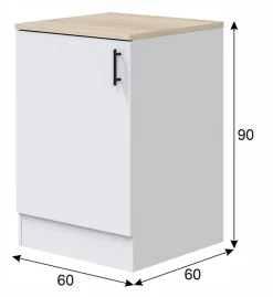 Ensemble de cuisine composé de 3 modules coloris blanc brillant/chêne canadien