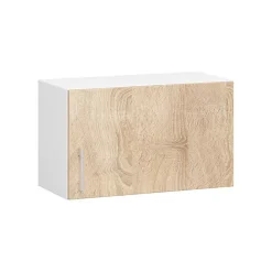 Ensemble de cuisine vitré AKORD LIMA 1.8m Blanc 180 cm 7 portes 1 tiroir façade Chêne Sonoma 8 étagères 180x44,5x203 cm