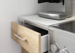 Ensemble de cuisine vitré AKORD LIMA 1.8m Blanc 180 cm 7 portes 1 tiroir façade Chêne Sonoma 8 étagères 180x44,5x203 cm