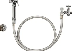 Ensemble douchette WC en laiton, support, robinet et flexible PVC Noyon et Thiebault