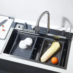 Ensemble Evier Cuisine en Inox et Mitigeur Douchette Flexible inclus