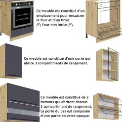 Ensemble Meubles De Cuisine 7 éléments 260 Cm Bois Bleu Mat Sans Plan De Travail