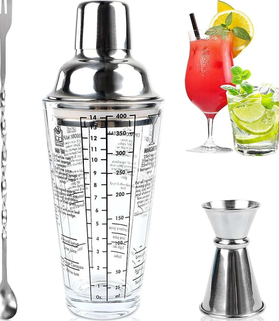 Ensemble Shaker à Cocktail avec Verre Doseur