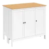 Ensemble table de bar îlot Achille et 2 tabourets bois blanc plateau façon hêtre