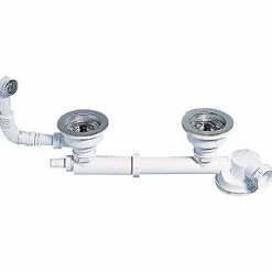 Ensemble vidage 2 cuves ø 90 extra-plat Wirquin Espace