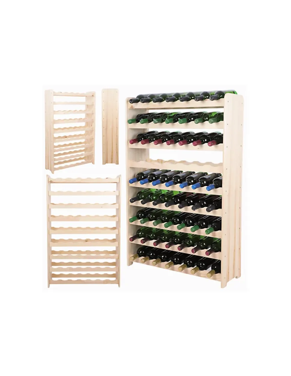 Etagère à Vin En Bois Brut Stockage 63 Bouteilles /
