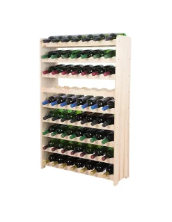 Etagère à Vin En Bois Brut Stockage 63 Bouteilles /