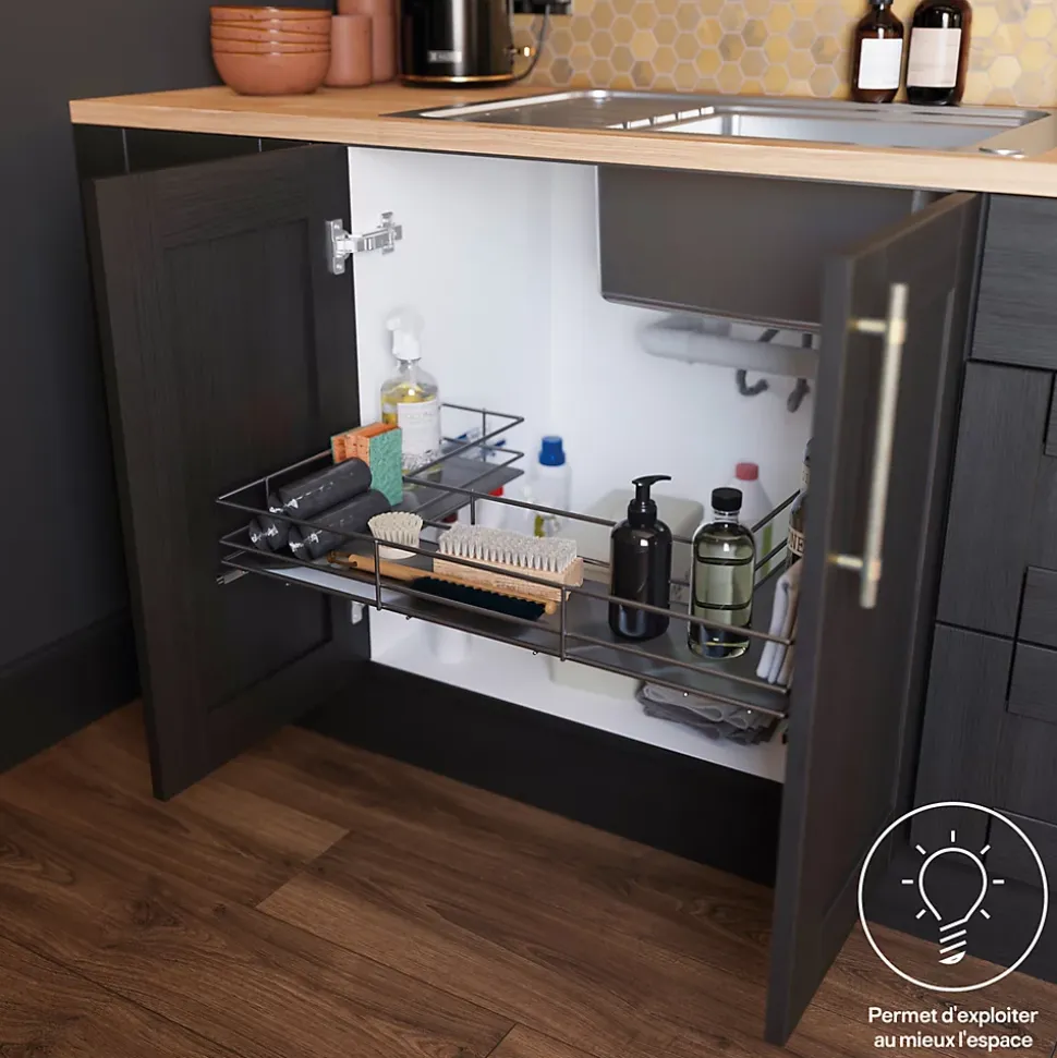 Etagère coulissante pour meuble sous évier GoodHome Pebre 100 cm
