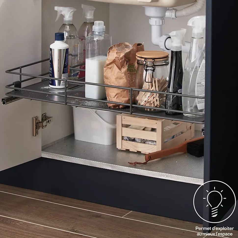 Etagère coulissante pour meuble sous évier GoodHome Pebre 80 cm