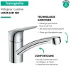 Evier 1 bac 840 HANSGROHE S52 synthèse noir + robinet de cuisine HANSGROHE Logis M31 120 chromé