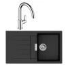 Evier 1 bac 840 HANSGROHE S52 synthèse noir + robinet de cuisine HANSGROHE Vernis Blend M35 210 chromé