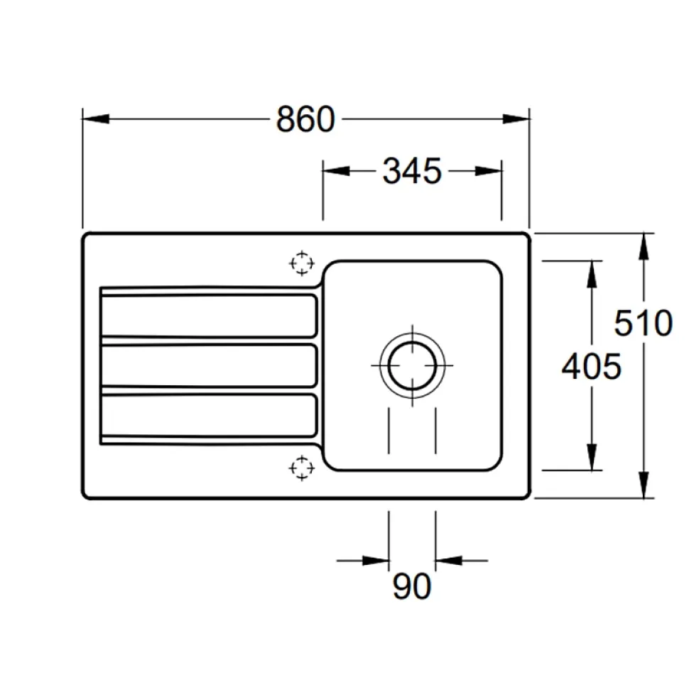 Evier 1 bac 86 x 51 cm VILLEROY ET BOCH Architectura 50 Blanc