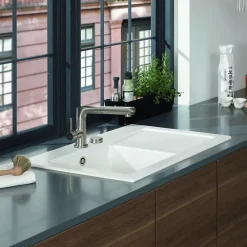 Evier 1 bac avec egouttoir a droite VILLEROY ET BOCH Subway Pure 45 78 x 51 cm Blanc vidage automatique inclus