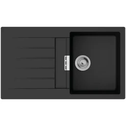 Evier 1 bac avec égouttoir 840 HANSGROHE S52 synthèse noir