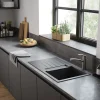 Evier 1 bac avec égouttoir 980 HANSGROHE S52 synthèse noir
