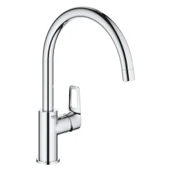 Evier 1 bac et demi 116 x 51 cm VILLEROY ET BOCH Architectura 8 Blanc + Robinet cuisine GROHE Bauloop