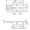 Evier 1 bac et demi 116 x 51 cm VILLEROY ET BOCH Architectura 80 Fossile