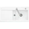 Evier 1 bac et demi avec egouttoir a gauche VILLEROY ET BOCH Subway Pure 60 100 x 51 cm Blanc vidage automatique inclus