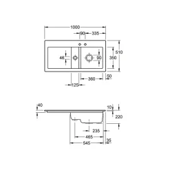 Evier 1 bac et demi VILLEROY ET BOCH Subway Pure 60 100 x 51 égouttoir à gauche céramique sans vidage blanc