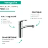 Evier 1 bac HANSGROHE S44 inox + robinet de cuisine HANSGROHE Focus M41 160 chromé