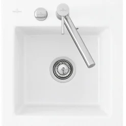 Evier 1 bac sans egouttoir VILLEROY ET BOCH Subway Pure XS 47,5 x 51 cm Blanc vidage automatique inclus