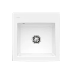 Evier 1 bac VILLEROY ET BOCH Subway 50 S 52,5 x 51 cm sans egouttoir Blanc CeramicPlus avec vidage manuel