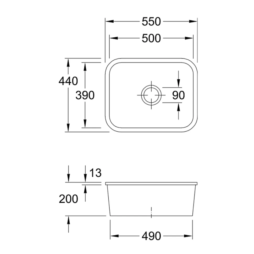 Evier 1 bac VILLEROY ET BOCH Cisterna 60C Blanc CeramicPlus avec vidage manuel
