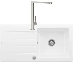 Evier 1 bac VILLEROY ET BOCH Architectura 60 vidage auto + Robinet de cuisine Finera Acier Massif