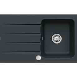 Evier 1 bac VILLEROY ET BOCH Architectura 50 Pure Black - Vidage automatique inclus