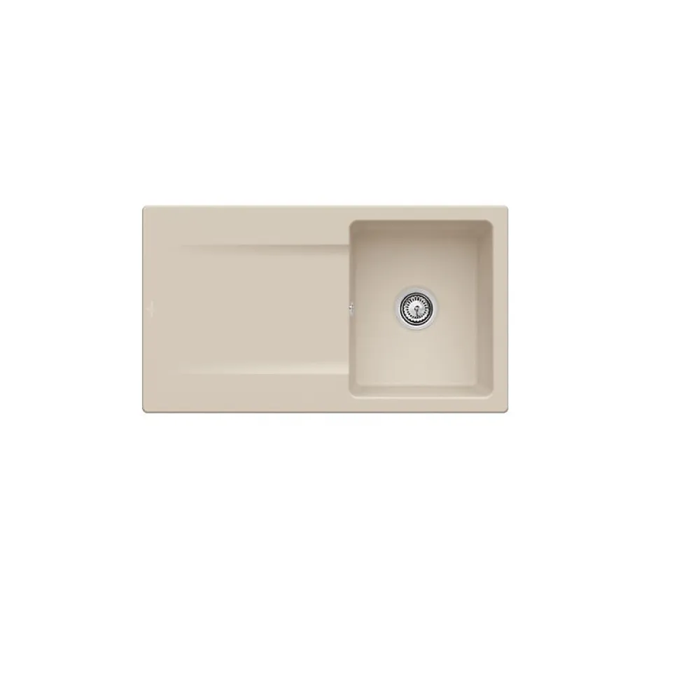 Evier 1 bac VILLEROY ET BOCH Siluet 50 Almond CeramicPlus - Avec vidage automatique