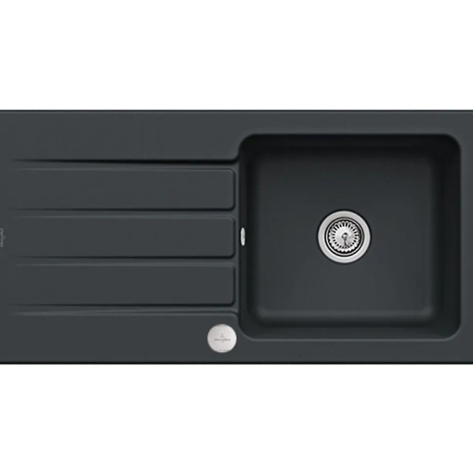 Evier 1 bac VILLEROY ET BOCH Architectura 60 Pure Black avec vidage automatique