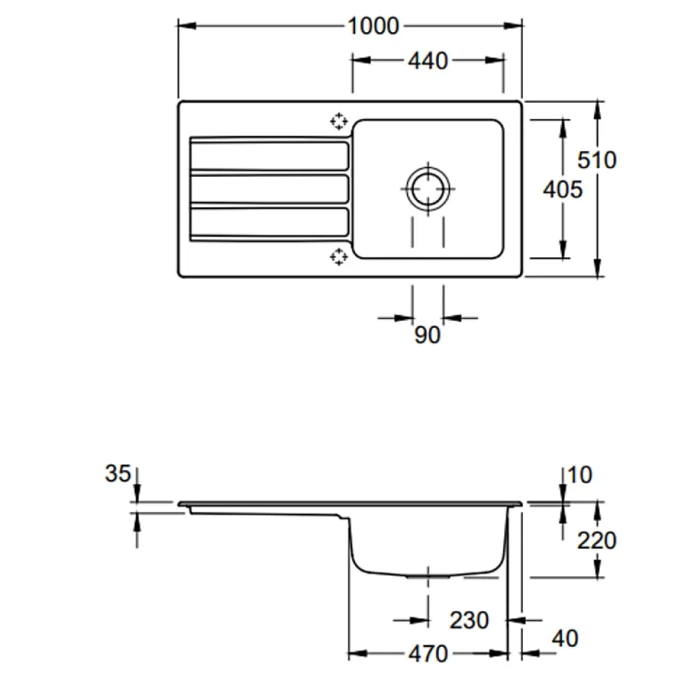 Evier 1 bac VILLEROY ET BOCH Architectura 60 Pure Black avec vidage automatique