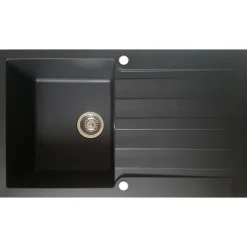 Evier 1 cuve 1 égouttoir en résine noir Essebagno Sierra