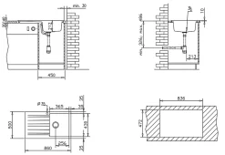 Evier 1 cuve 1 égouttoir en résine noir Essebagno Sierra