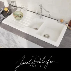 Evier à encastrer 1 bac et demi JACOB DELAFON Gaspard + robinet de cuisine Louise