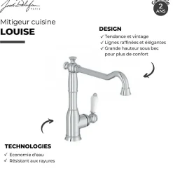 Evier à encastrer 1 bac JACOB DELAFON Gaspard + robinet cuisine Louise