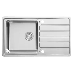 Evier à encastrer en acier inoxydable 1 bac et égouttoir l. 50,5 x L.86,5 x P. 21,5 cm GoodHome Quassia