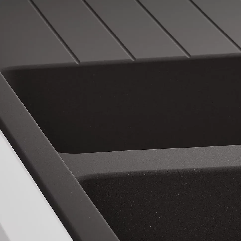 Evier à encastrer en composite quartz 2 bacs et égouttoir L. 116 x l. 50 x H. 28,2 cm GoodHome Alland