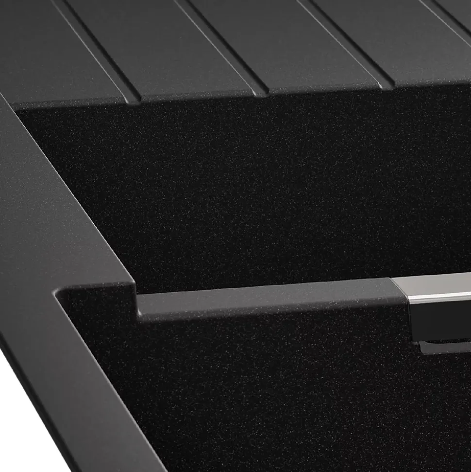 Evier à encastrer en composite quartz noir 2 bacs et égouttoir l. 50 x H. 30,4 x P. 19,7 cm GoodHome Torla