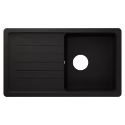 Evier à encastrer en composite quartz noir 1 bac et égouttoir L. 86 x l. 50 x H. 28,2 cm GoodHome Alland