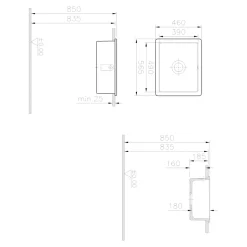 Evier à encastrer en céramique blanc 1 bac l. 46 x L.56,5 x P. 20 cm GoodHome Hyssop