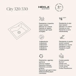 Evier à encastrer POALGI - City 330 - Granit - Beige Pumice - 62 cm - 1 bac