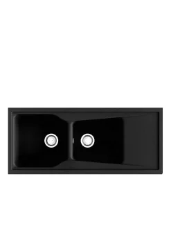 Evier à encastrer POALGI - City 333 - Granit - Noir Basalt - 118 cm - 2 bacs et 1 égouttoir