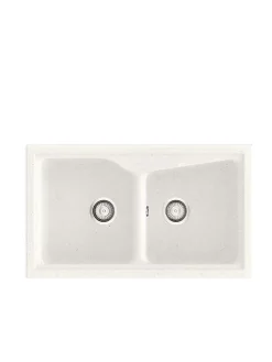 Evier à encastrer POALGI - City 332 - Granit - Blanc Snow - 86 cm - 2 bacs