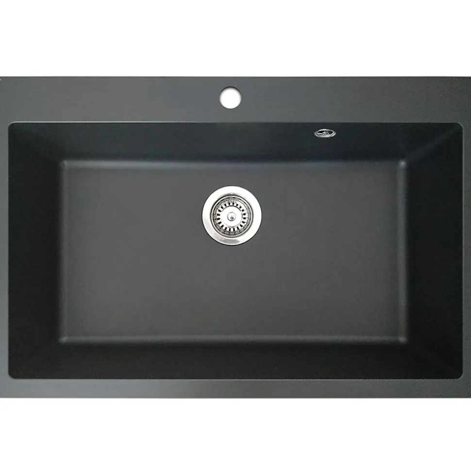 Evier 1 grande cuve seule 76x50 en résine noir Essebagno Sierra
