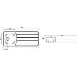 Evier à poser - MODERNA - Iséo 1200 - L1200 - P600 - H30