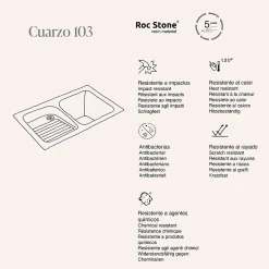 Evier Bac à laver pour buanderie à encastrer Poalgi Cuarzo Blanc - 2 bacs