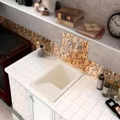 Evier Bac à laver pour buanderie à encastrer Poalgi Silex Pergamon - 1 bac + égouttoir